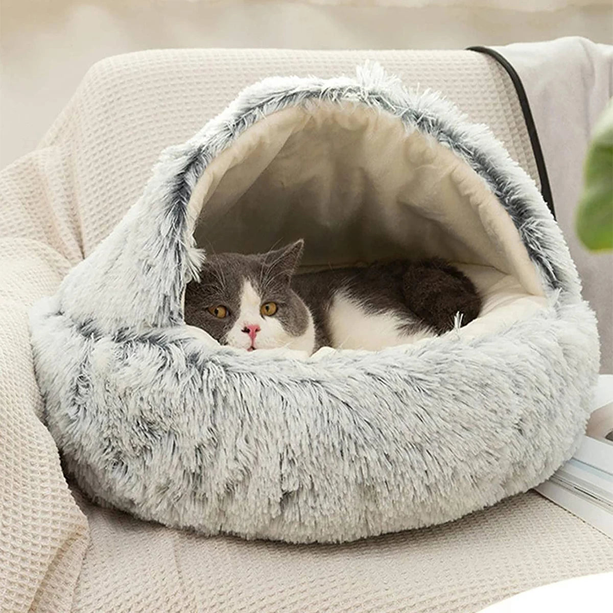 SnuggleNest™ Plush Cat Cave